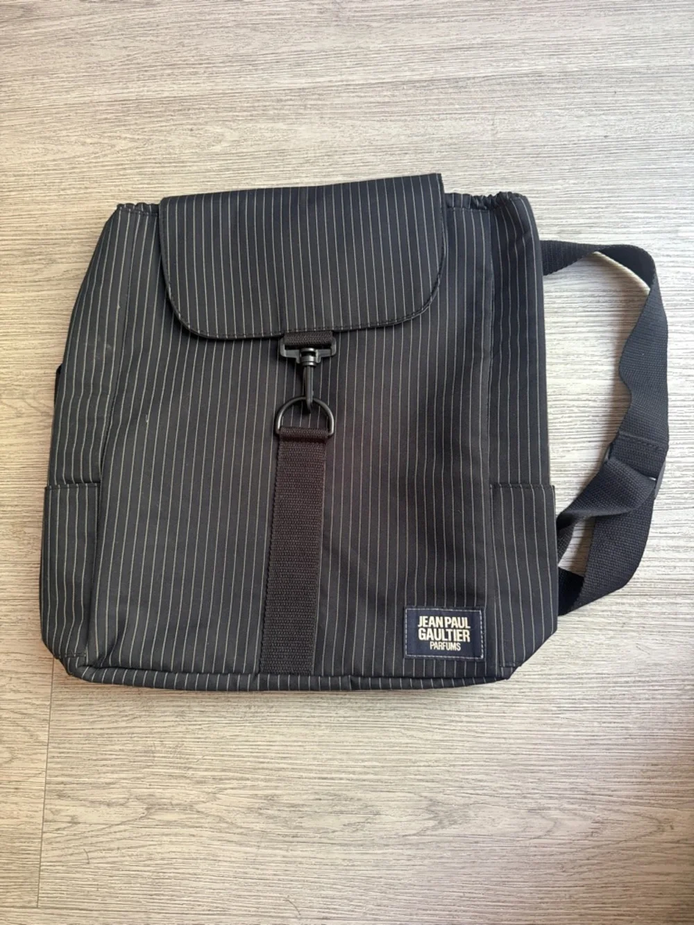 Jean Paul Gaultier Black Pinstripe Crossbody Messenger